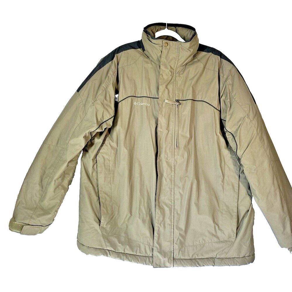 Columbia Ascender Coat Men L Khaki Omni Shield Interchange Hooded Waterproof